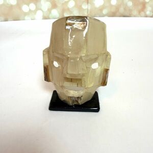 Mexican Art Mayan Death Mask Mosaic Sculpture Stone Abalone Onyx